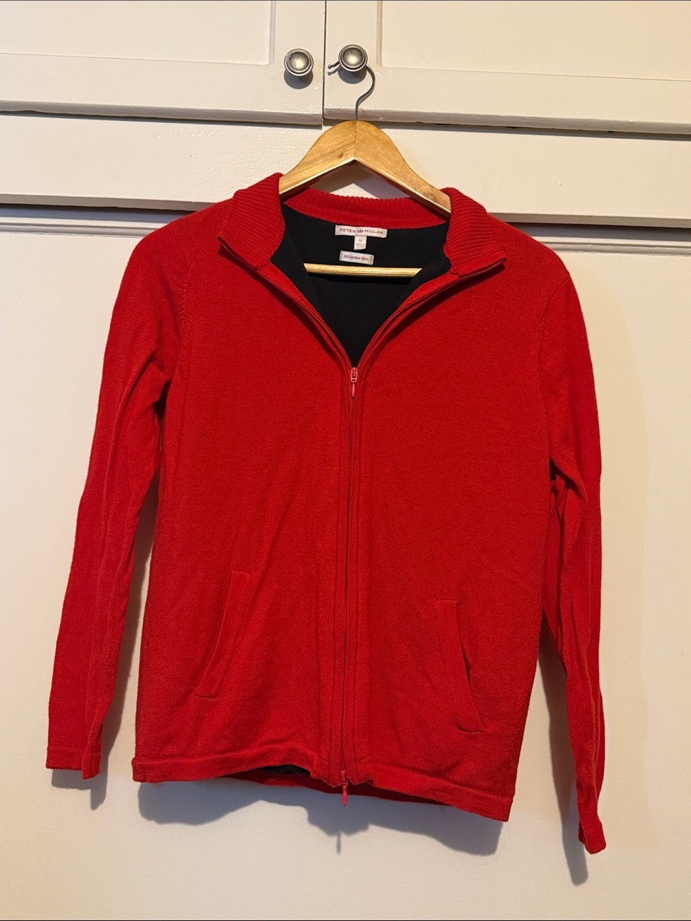 Peter Millar Red and Black Merino Wool Sweater - Men's M